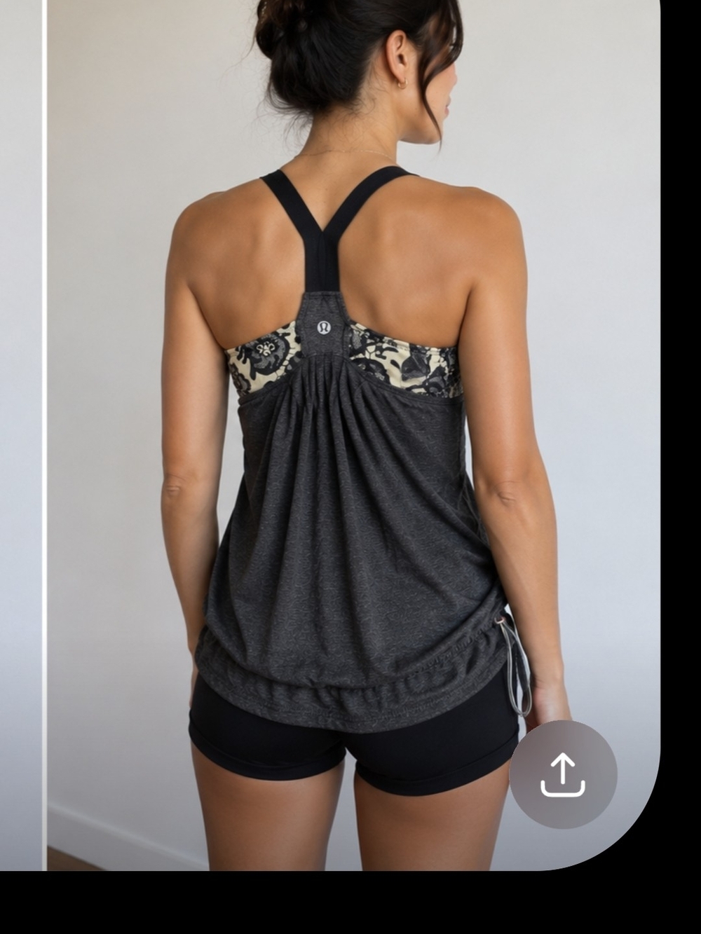 Lululemon Run Backnon Track Tank Lacefolage  Polar Cream Size 8 - Picture 2 of 7